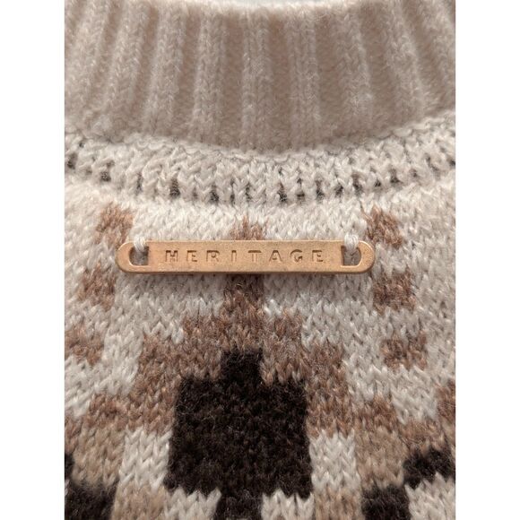d&co. Heritage Fair Isle Sweater Neutral Nordic Print Size Small - Denim & Co. - Picture 7 of 8